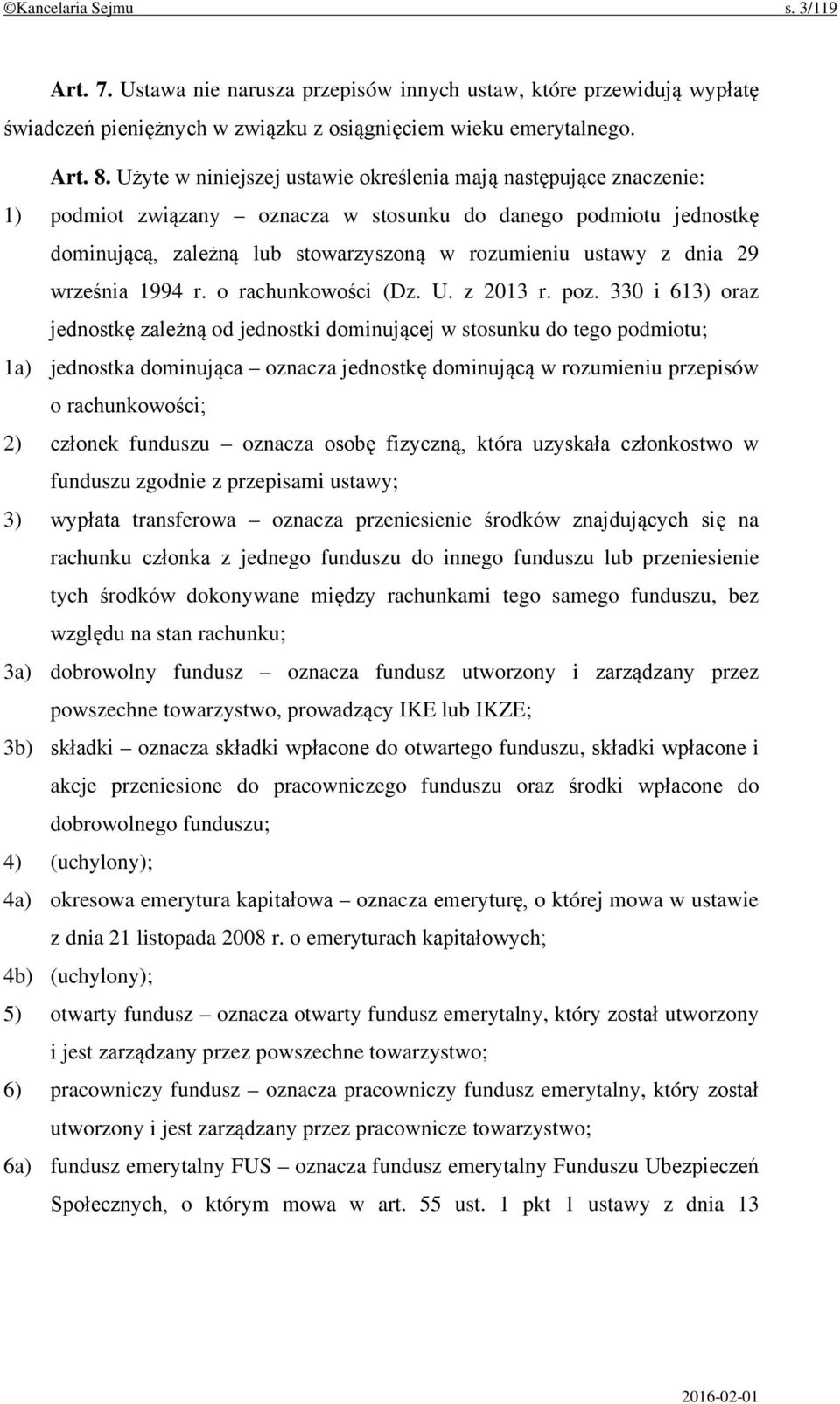 29 września 1994 r. o rachunkowości (Dz. U. z 2013 r. poz.