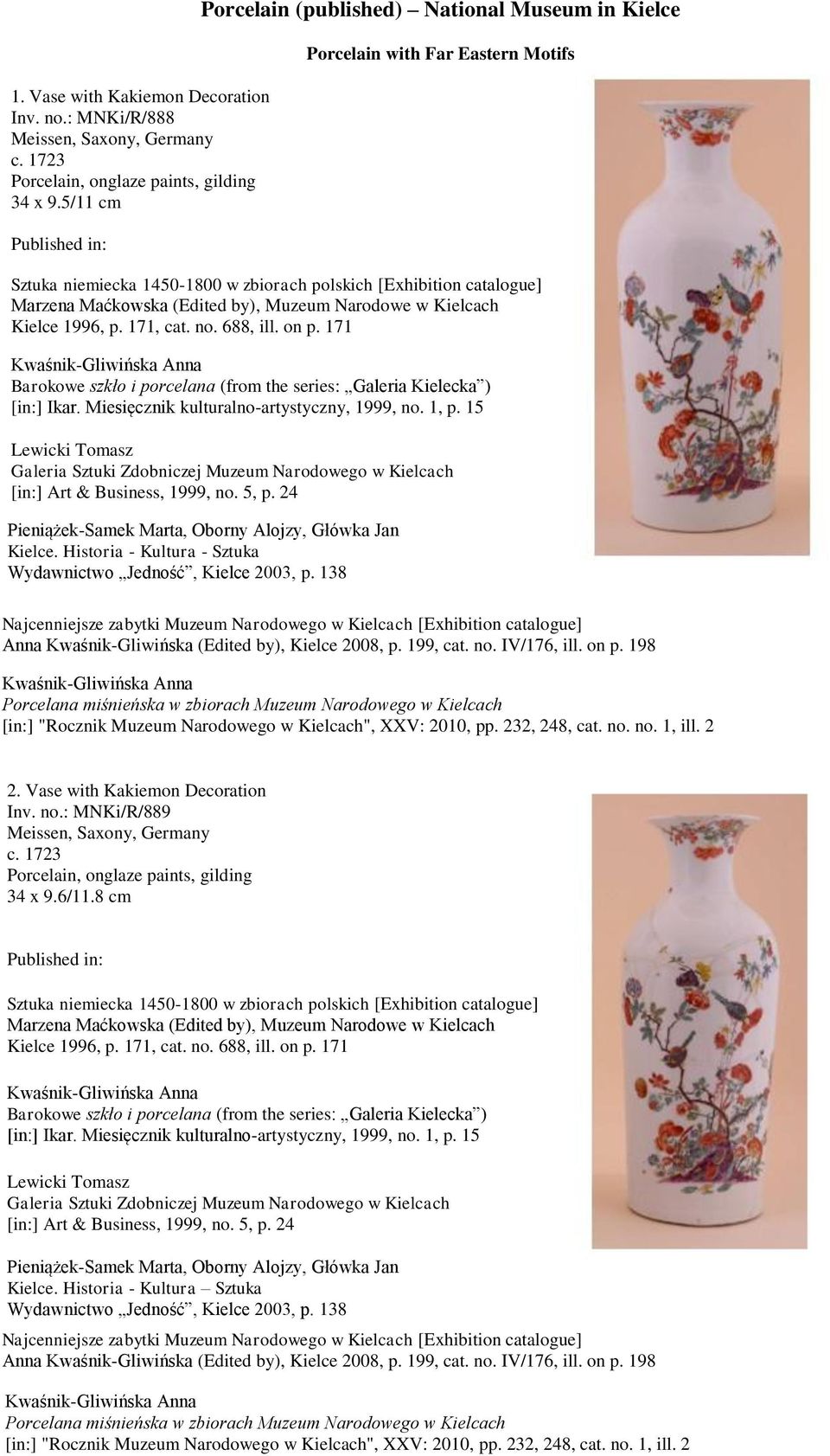 171 Barokowe szkło i porcelana (from the series: Galeria Kielecka ) [in:] Ikar. Miesięcznik kulturalno-artystyczny, 1999, no. 1, p.