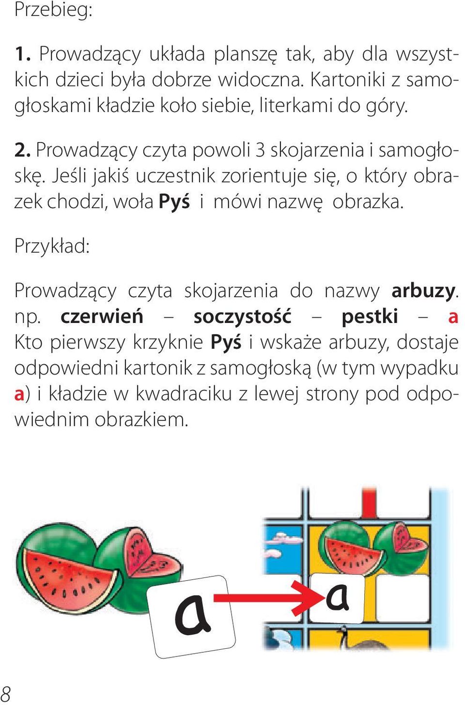 Jeśli jakiś uczestnik zorientuje się, o który obrazek chodzi, woła Pyś i mówi nazwę obrazka.