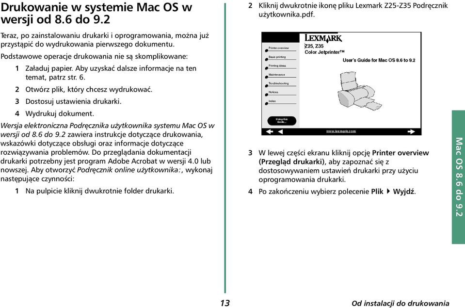 4 Wydrukuj dokument. Wersja elektroniczna Podręcznika użytkownika systemu Mac OS w wersji od 8.6 do 9.