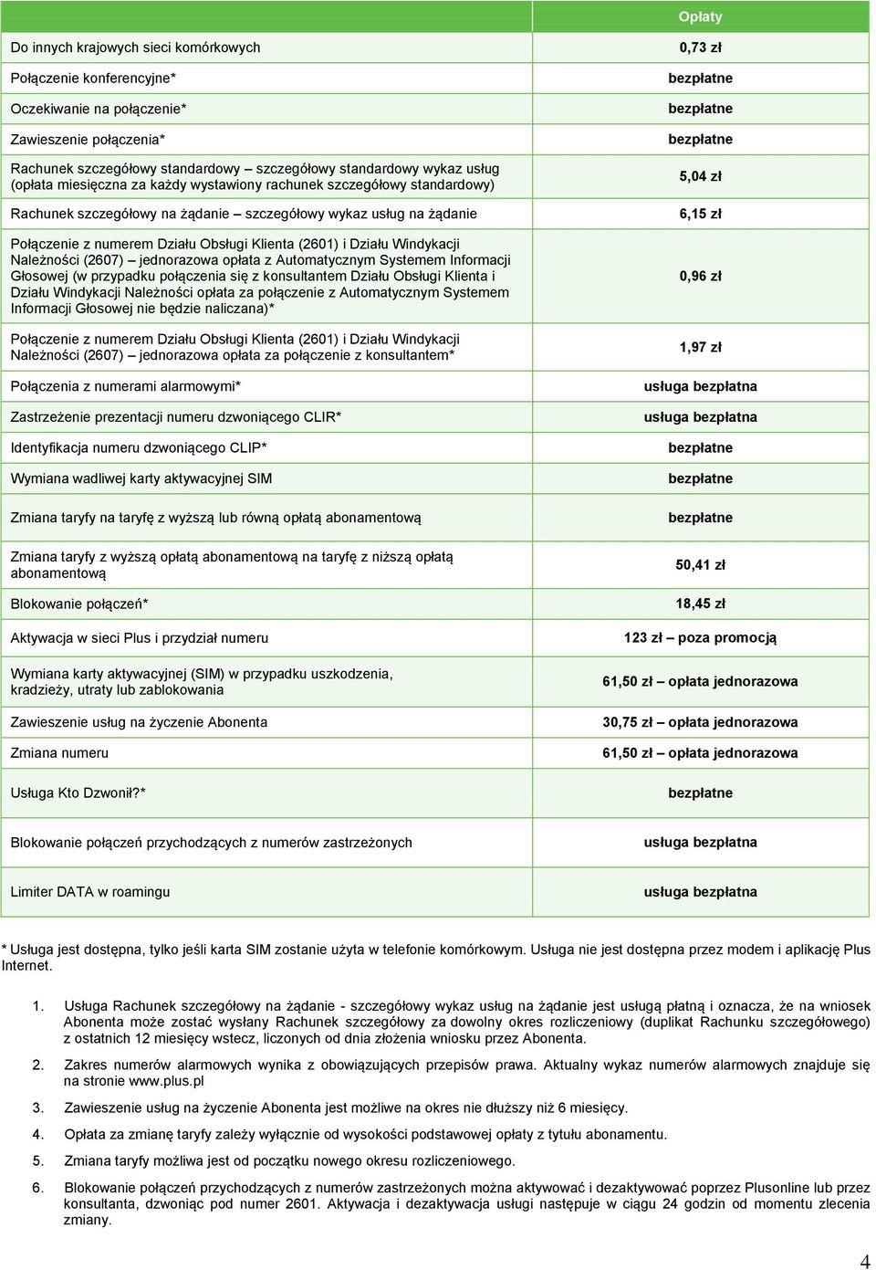 Windykacji Należności (2607) jednorazowa opłata z Automatycznym Systemem Informacji Głosowej (w przypadku połączenia się z konsultantem Działu Obsługi Klienta i Działu Windykacji Należności opłata za