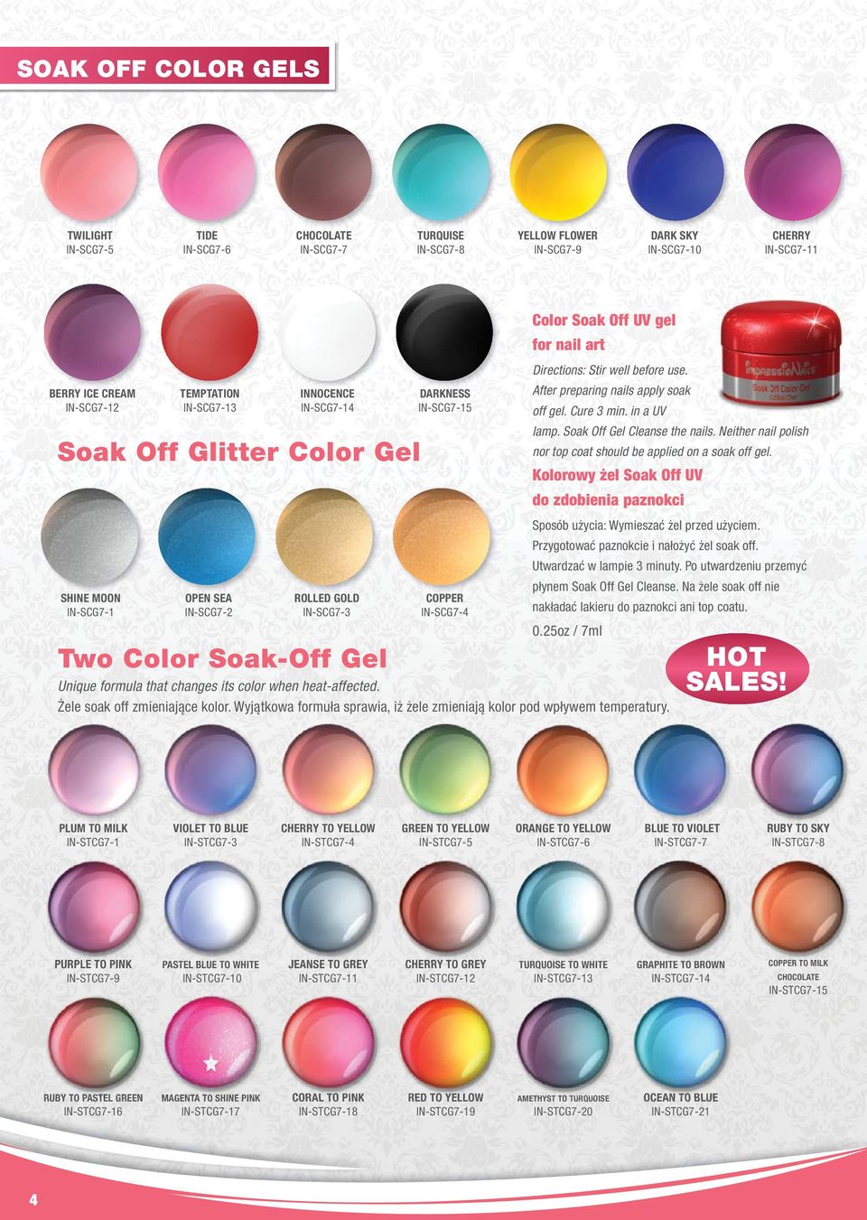 gel for nail art Directions: Stir well before use. After preparing nails apply soak off gel. Cure 3 min. in a UV lamp. Soak Off Gel Cleanse the nails.
