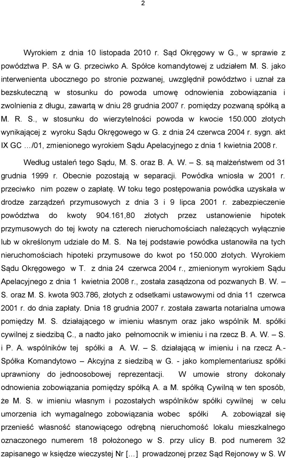 w G. przeciwko A. Sp