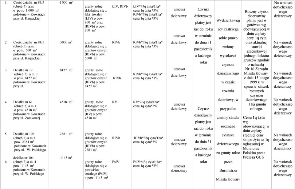 2381 m 2 działka nr 104 (obręb 2) a.m. 4 pow. 1145 m 2 1 000 m 2 5000 m 2 8427 m 2 4538 m 2 2381 m 2 1145 m 2 łąki trwałej (ŁIV) o pow.