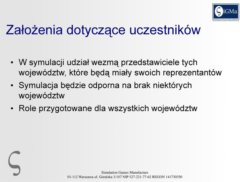 reprezentantów Symulacja będzie odporna na brak