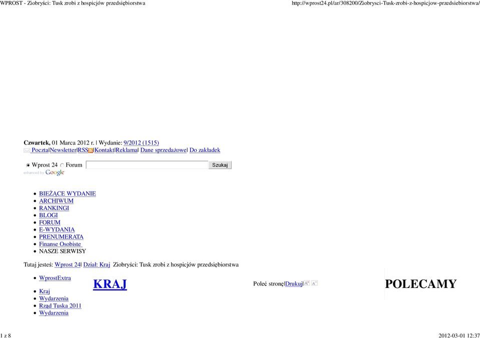 BIEŻĄCE WYDANIE ARCHIWUM RANKINGI BLOGI FORUM E-WYDANIA PRENUMERATA Finanse Osobiste NASZE SERWISY Tutaj