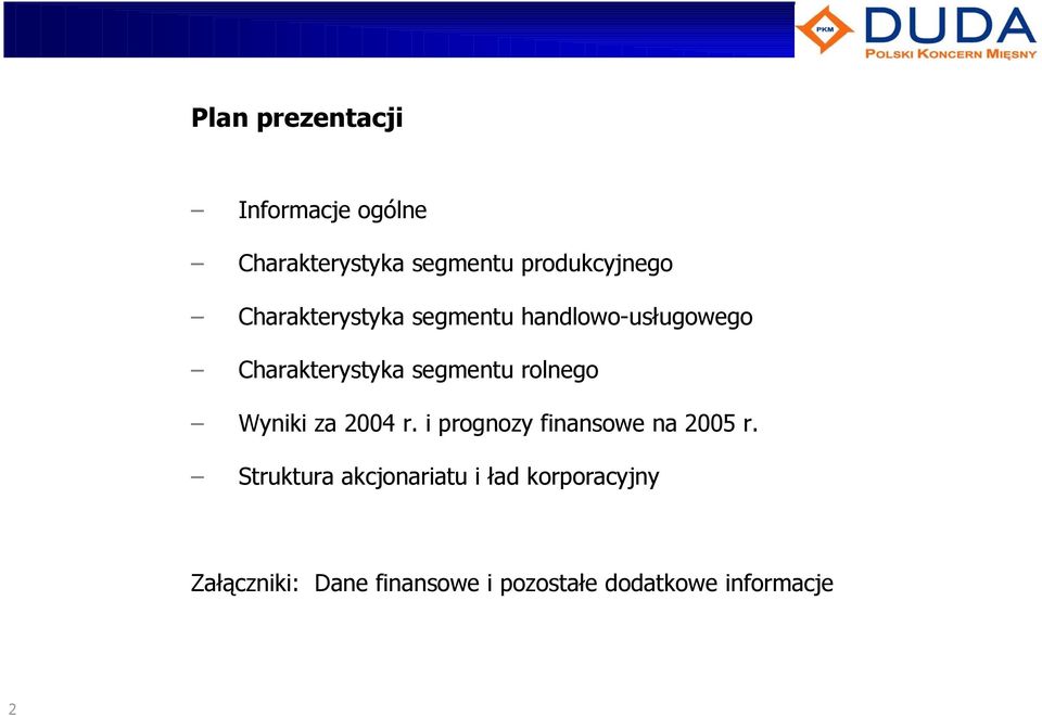 rolnego Wyniki za 2004 r. i prognozy finansowe na 2005 r.