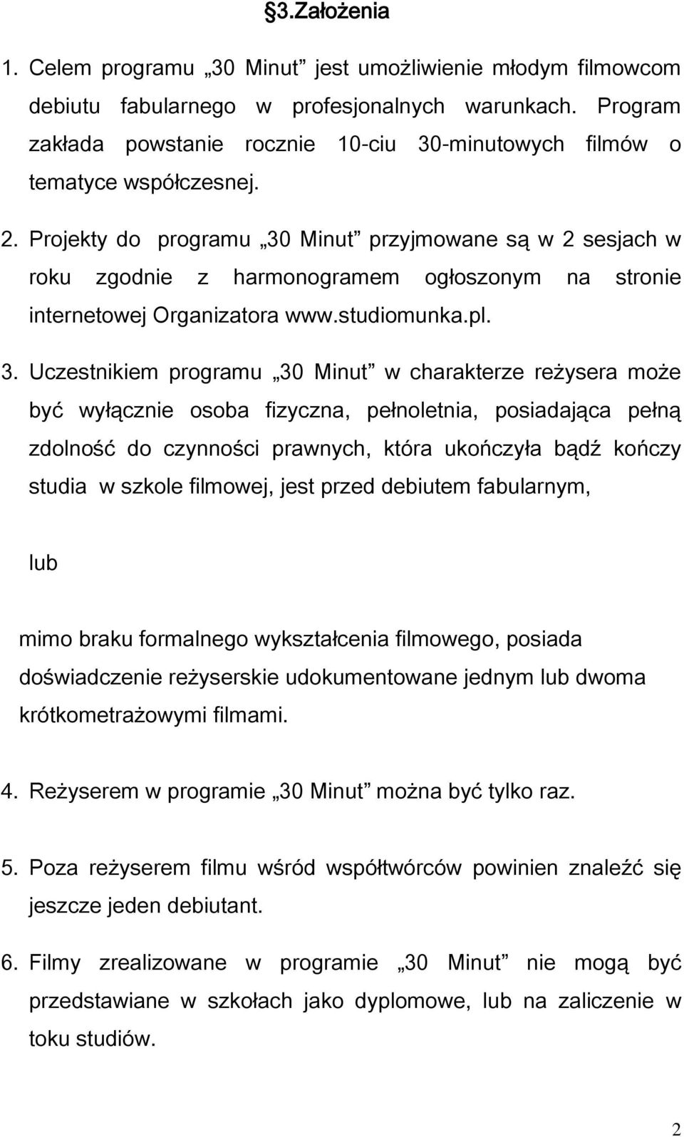 Projekty do programu 30