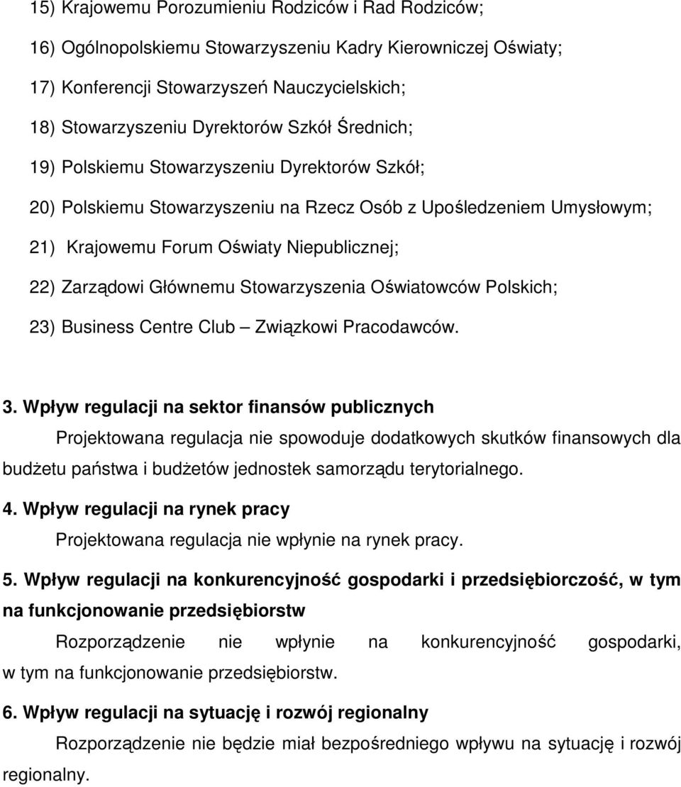 Stowarzyszenia Oświatowców Polskich; 23) Business Centre Club Związkowi Pracodawców. 3.