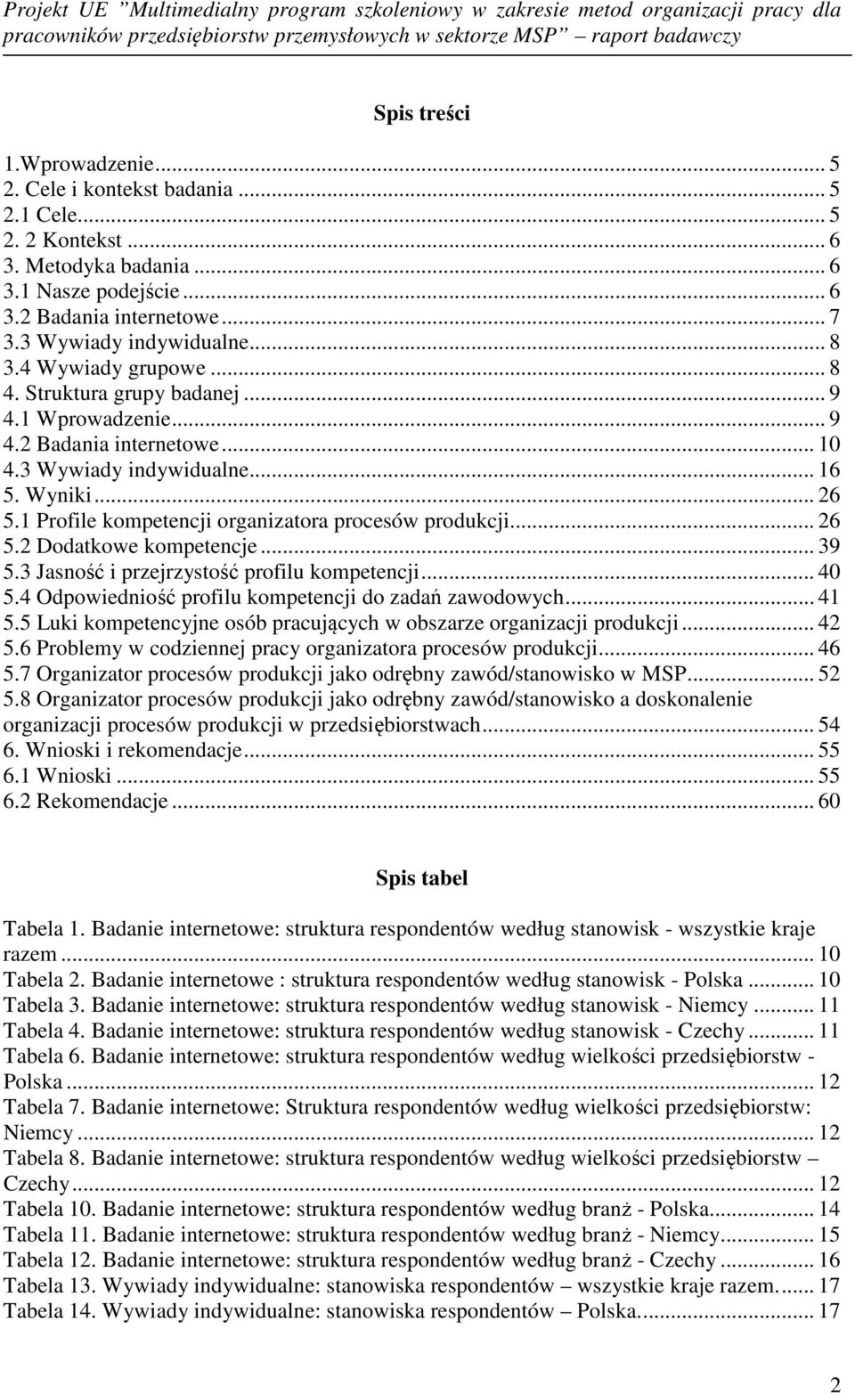 1 Profile kompetencji organizatora procesów produkcji... 26 5.2 Dodatkowe kompetencje... 39 5.3 Jasność i przejrzystość profilu kompetencji... 40 5.