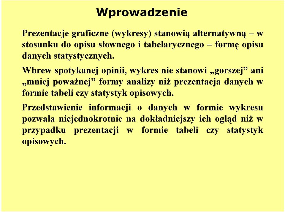 Wbrew spotykanej opinii, wykres nie stanowi gorszej ani mniej poważnej formy analizy niż prezentacja danych w formie