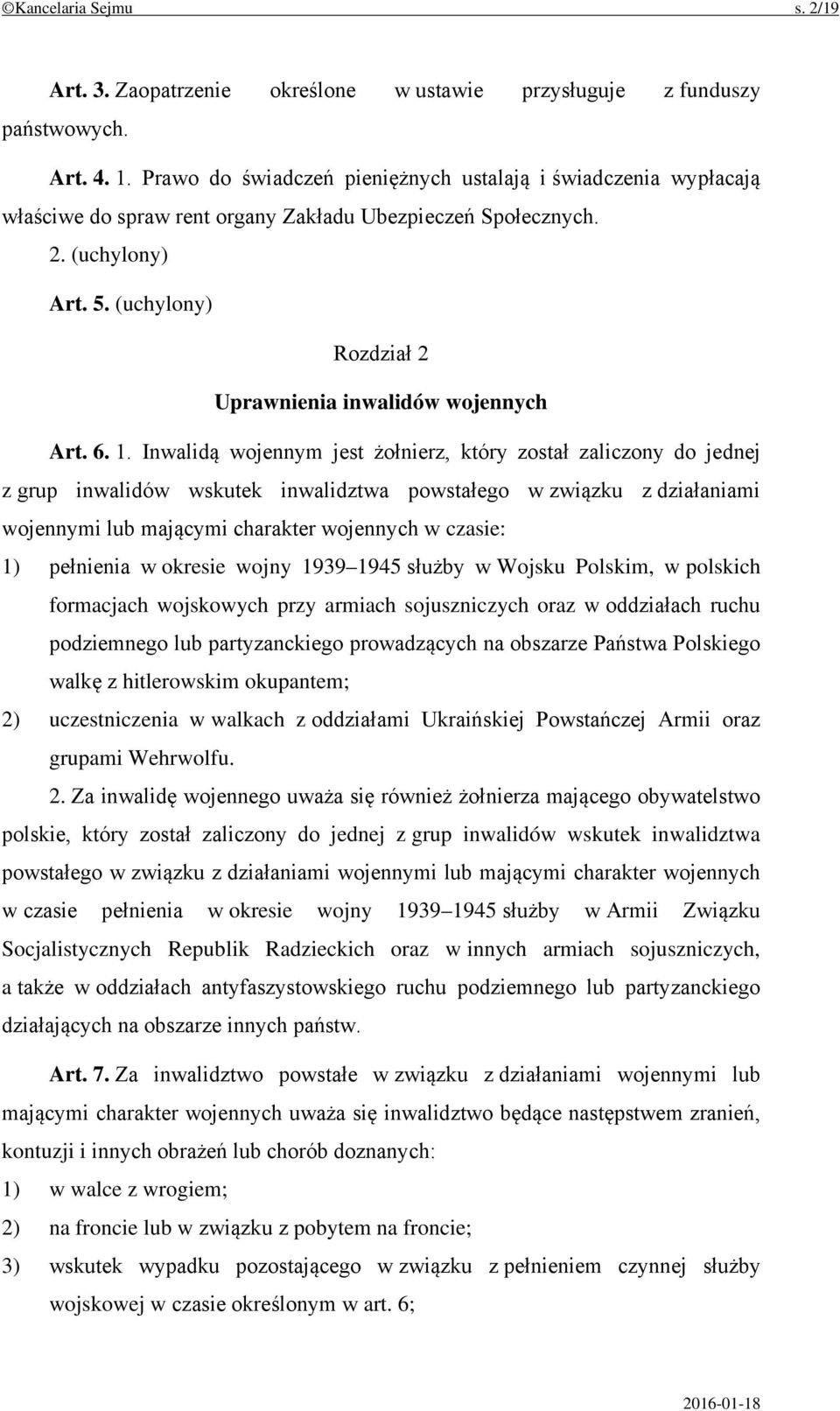 (uchylony) Rozdział 2 Uprawnienia inwalidów wojennych Art. 6. 1.