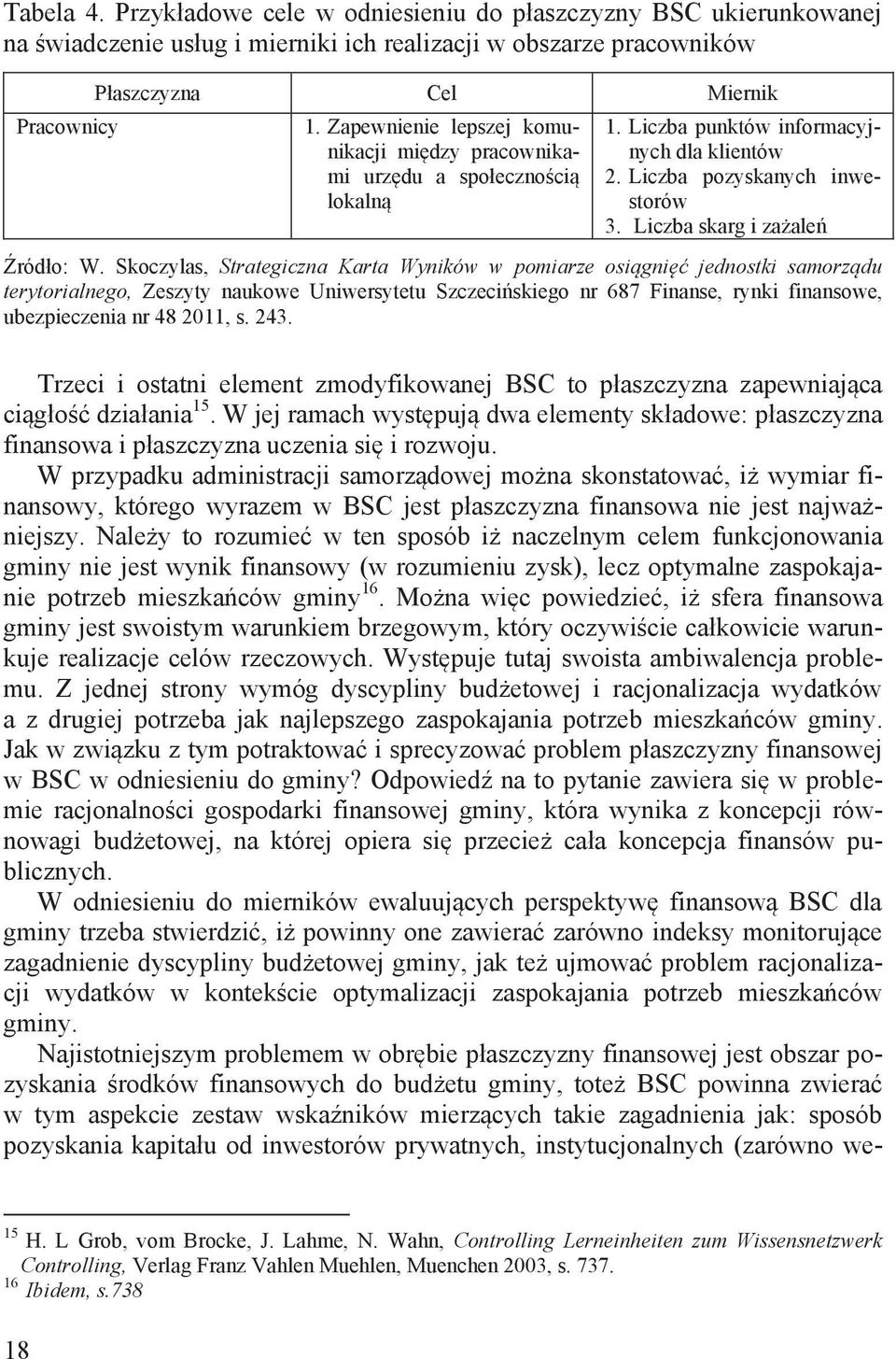 Skoczylas, Strategiczna Karta Wyników w pomiarze osiągnięć jednostki samorządu terytorialnego, Zeszyty naukowe Uniwersytetu Szczecińskiego nr 687 Finanse, rynki finansowe, ubezpieczenia nr 48 2011, s.