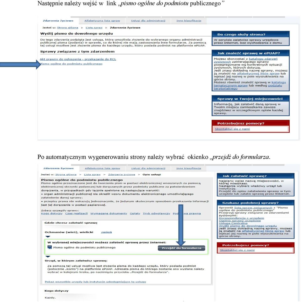automatycznym wygenerowaniu strony
