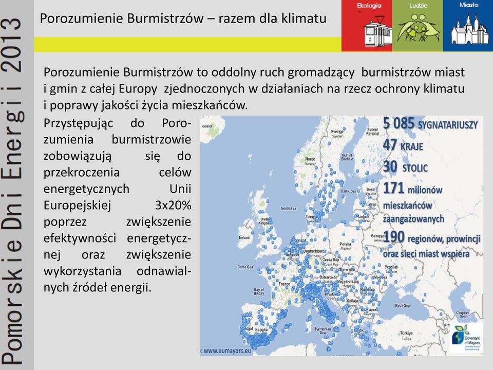 Przystępując do Porozumienia burmistrzowie zobowiązują się do przekroczenia celów energetycznych Unii