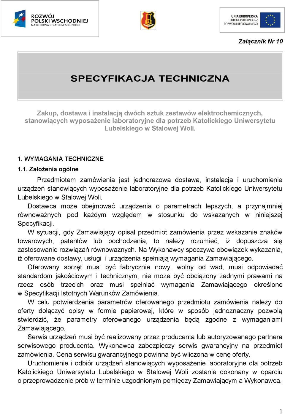 WYMAGANIA TECHNICZNE 1.
