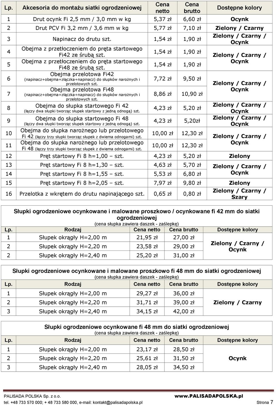 Obejma przelotowa Fi42 (napinacz+obejma+złączka+napinacz) do słupków narożnych i przelotowych szt. Obejma przelotowa Fi48 (napinacz+obejma+złączka+napinacz) do słupków narożnych i przelotowych szt.