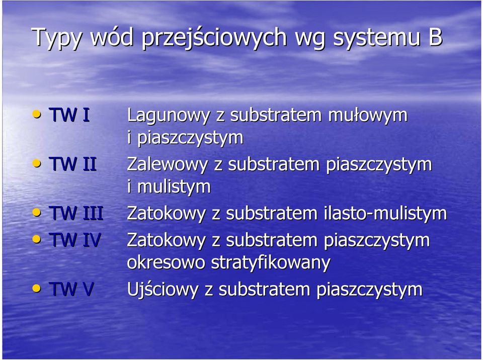 piaszczystym i mulistym Zatokowy z substratem ilasto-mulistym Zatokowy