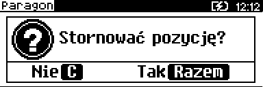 STORNO Menu storno można wywołać w dowolnym momencie trybu sprzedaży poprzez naciśnięcie klawiszy + Kod stornowanego towaru można wprowadzić przy pomocy skanera lub z klawiatury Po jego zatwierdzeniu