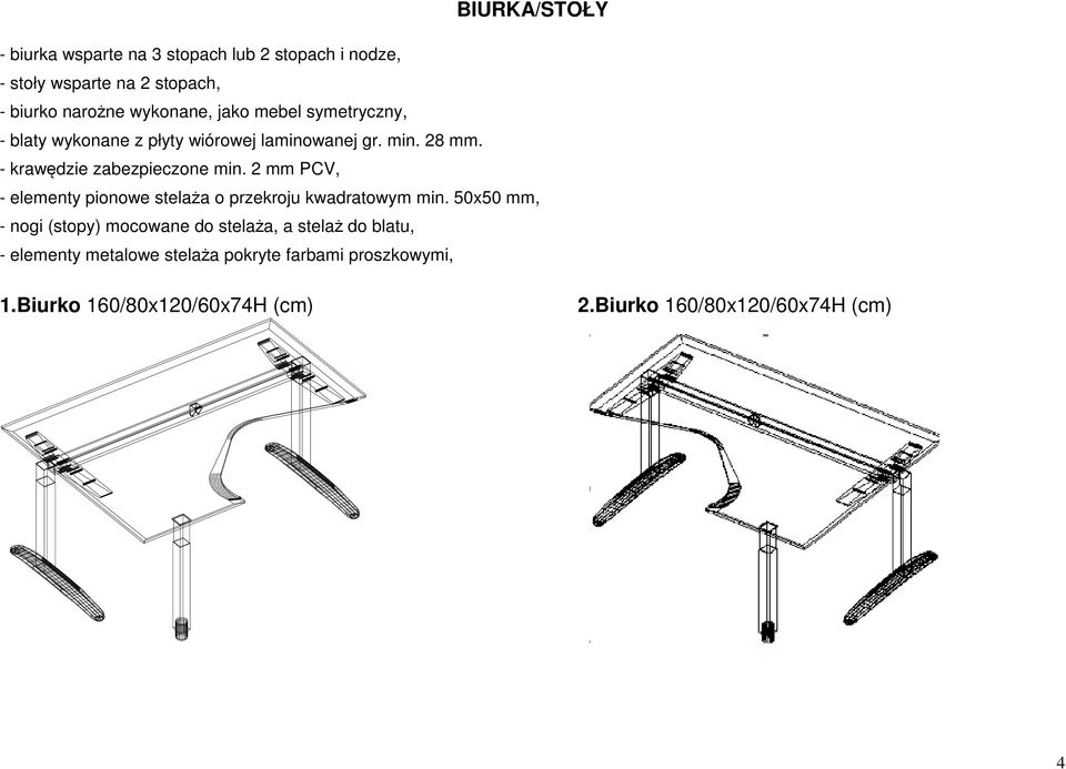 2 mm PCV, - elementy pionowe stelaża o przekroju kwadratowym min.