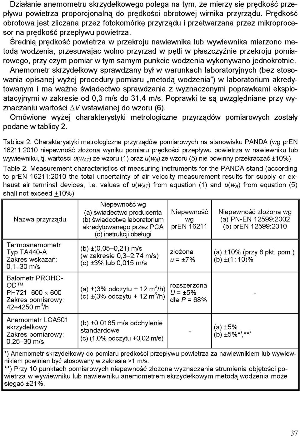 Średnią prędkość powietrza w przekroju nawiewnika lub wywiewnika mierzono metodą wodzenia, przesuwając wolno przyrząd w pętli w płaszczyźnie przekroju pomiarowego, przy czym pomiar w tym samym