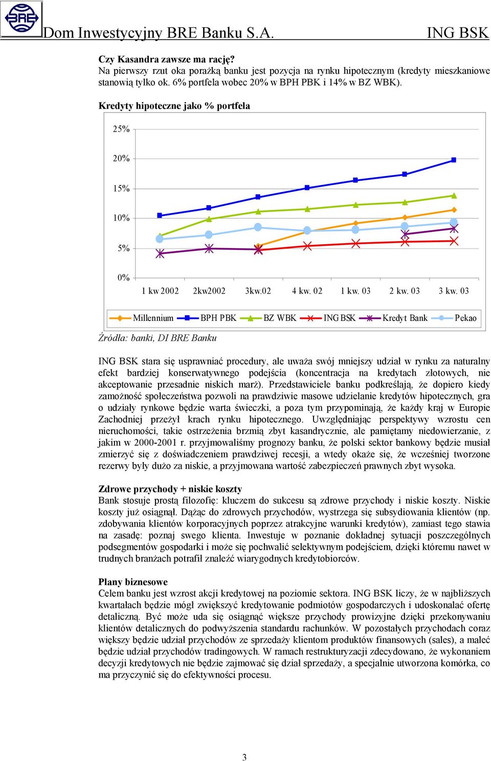 03 Millennium BPH PBK BZ WBK Kredyt Bank Pekao stara się usprawniać procedury, ale uważa swój mniejszy udział w rynku za naturalny efekt bardziej konserwatywnego podejścia (koncentracja na kredytach