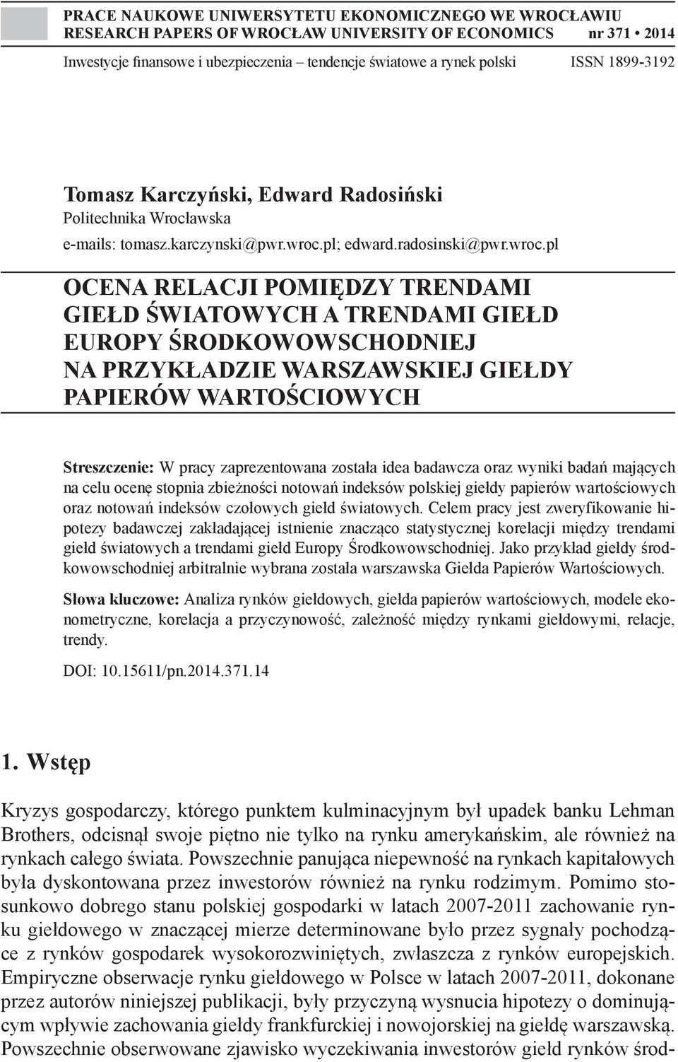 pl; edward.radosinski@pwr.wroc.