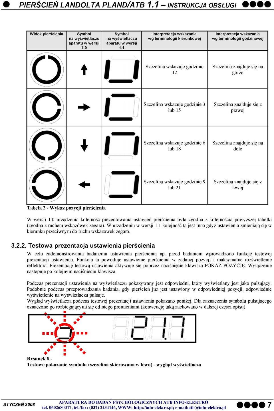 lub 15 Szczelina znajduje się z prawej Szczelina wskazuje godzinie 6 lub 18 Szczelina znajduje się na dole Szczelina wskazuje godzinie 9 lub 21 Szczelina znajduje się z lewej Tabela 2 - Wykaz pozycji