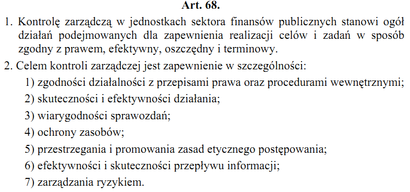 Kontrola zarządcza Ustawa o finansach publicznych z 2009 r.