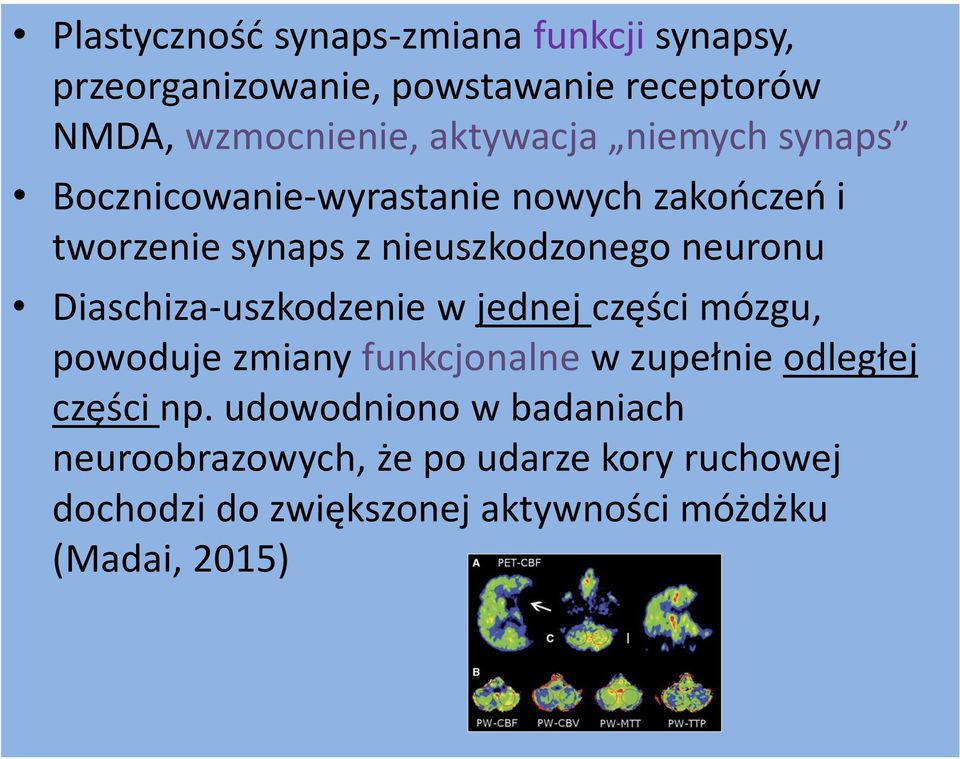 Diaschiza-uszkodzenie w jednej części mózgu, powoduje zmiany funkcjonalne w zupełnie odległej części np.