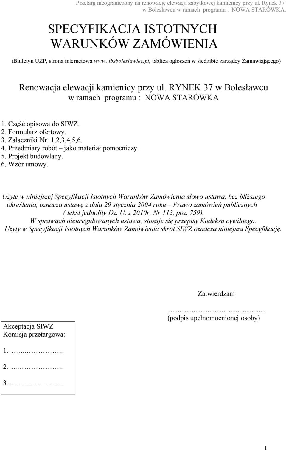 Projekt budowlany. 6. Wzór umowy.
