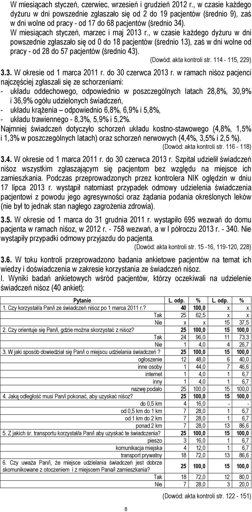 , w czasie każdego dyżuru w dni powszednie zgłaszało się od 0 do 18 pacjentów (średnio 13), zaś w dni wolne od pracy - od 28 do 57 pacjentów (średnio 43). (Dowód: akta kontroli str. 114-115, 229) 3.3. W okresie od 1 marca 2011 r.