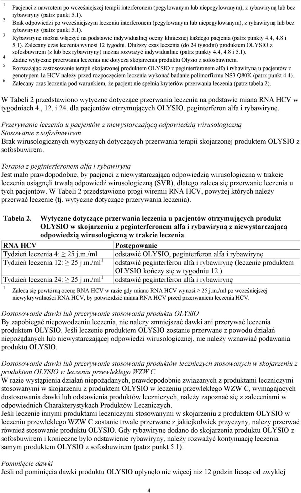 Rybawirynę można włączyć na podstawie indywidualnej oceny klinicznej każdego pacjenta (patrz punkty 4.4, 4.8 i 5.1). Zalecany czas leczenia wynosi 12 tygodni.