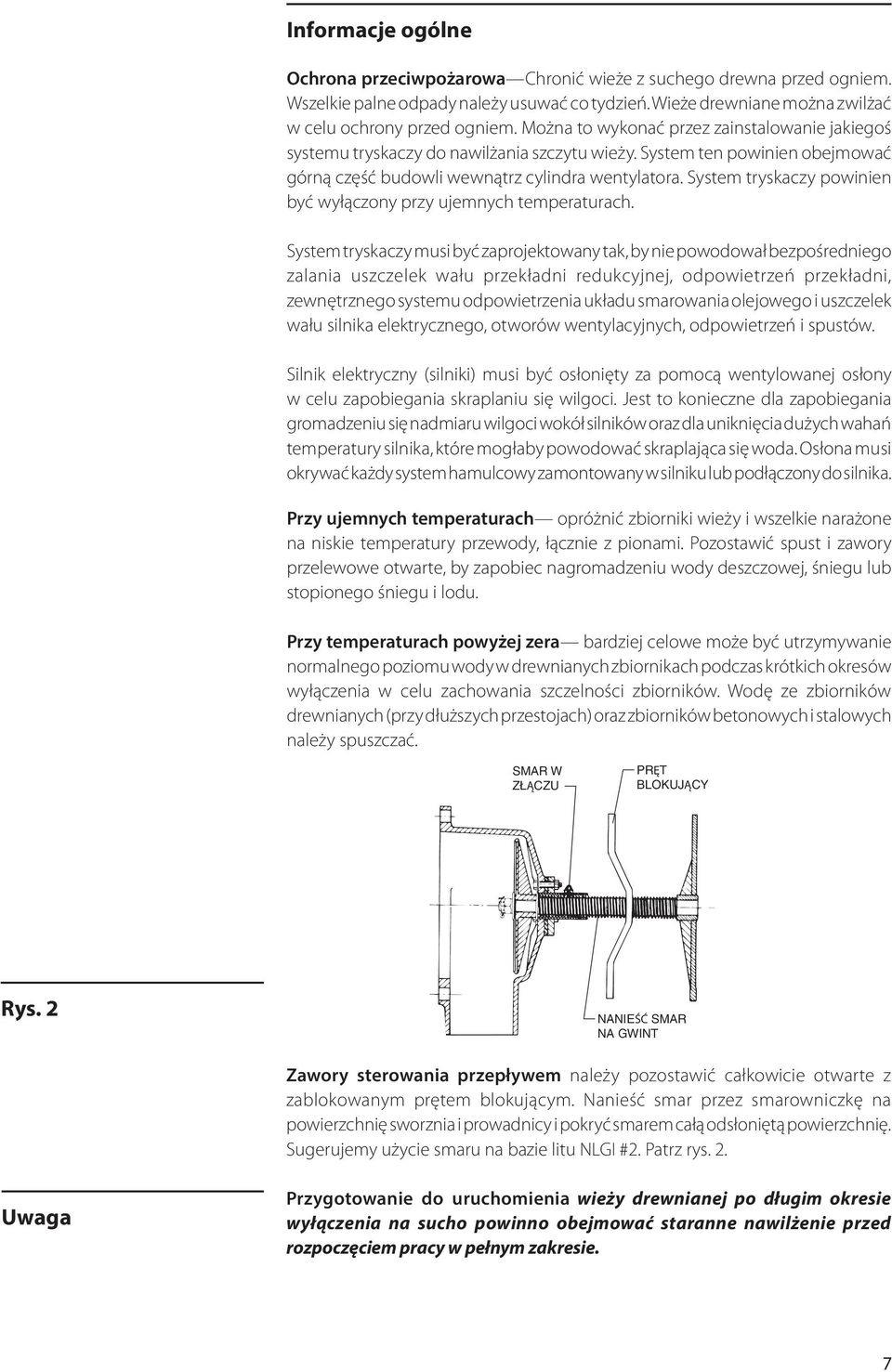 System tryskaczy powinien być wyłączony przy ujemnych temperaturach.