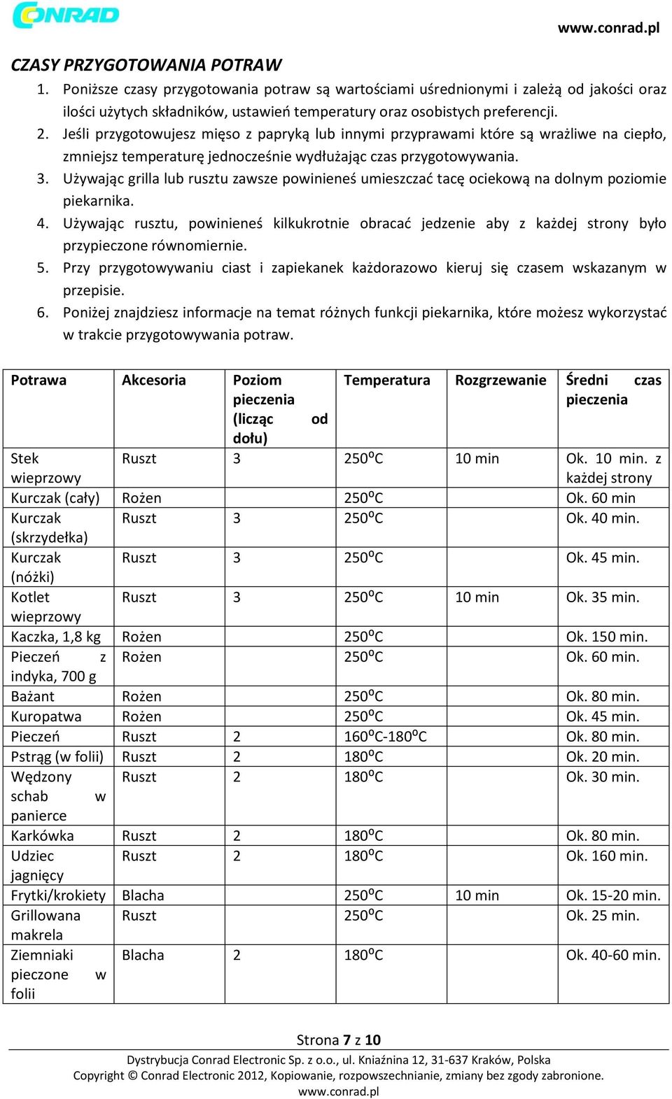 Używając grilla lub rusztu zawsze powinieneś umieszczać tacę ociekową na dolnym poziomie piekarnika. 4.
