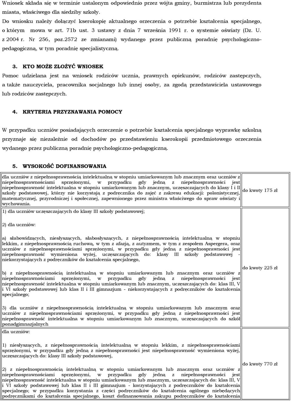 Nr 256, poz.2572 ze zmianami) wydanego przez publiczną poradnię psychologicznopedagogiczną, w tym poradnię specjalistyczną. 3.