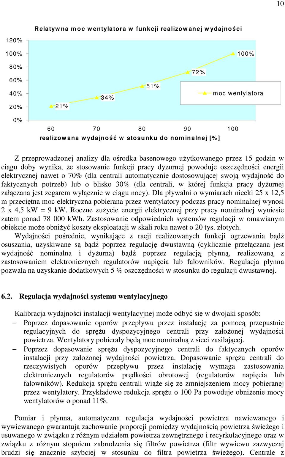 70% (dla centrali automatycznie dostosowującej swoją wydajność do faktycznych potrzeb) lub o blisko 30% (dla centrali, w której funkcja pracy dyŝurnej załączana jest zegarem wyłącznie w ciągu nocy).