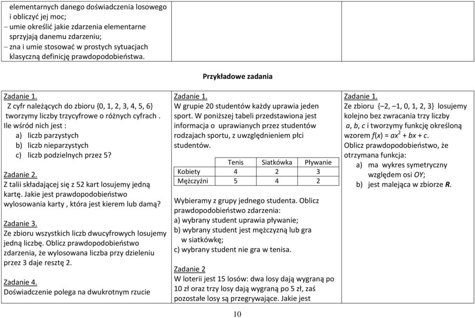 Ile wśród nich jest : a) liczb parzystych b) liczb nieparzystych c) liczb podzielnych przez 5? Z talii składającej się z 52 kart losujemy jedną kartę.