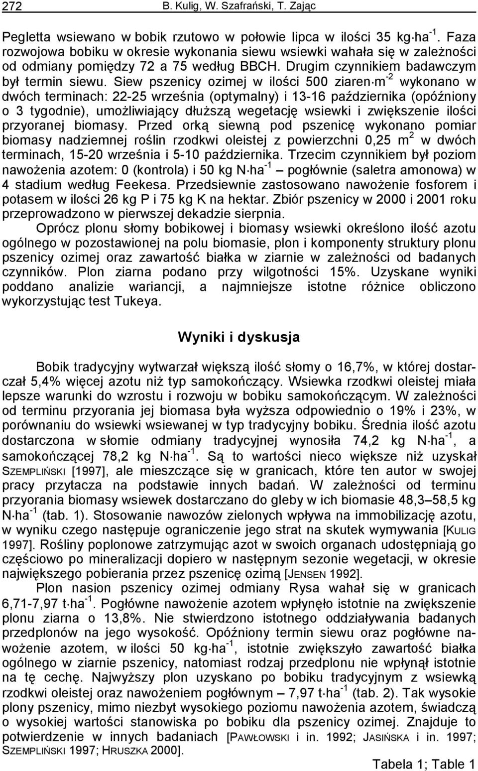 Siew pszenicy ozimej w ilości 500 ziaren m -2 wykonano w dwóch terminach: 22-25 września (optymalny) i 13-16 października (opóźniony o 3 tygodnie), umoŝliwiający dłuŝszą wegetację wsiewki i