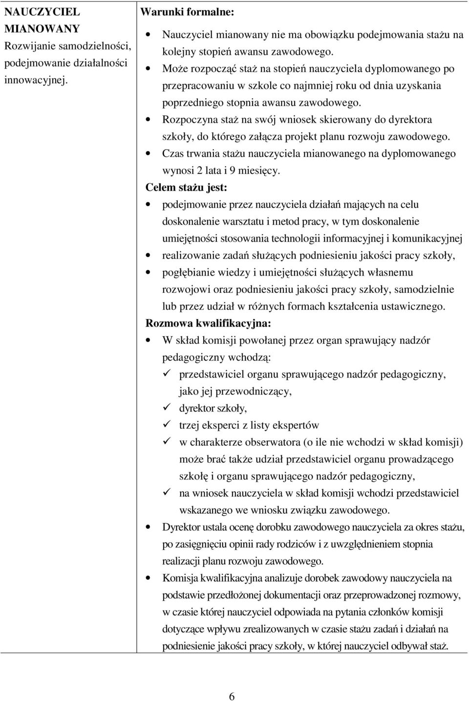 Rozpoczyna staż na swój wniosek skierowany do dyrektora szkoły, do którego załącza projekt planu rozwoju zawodowego.