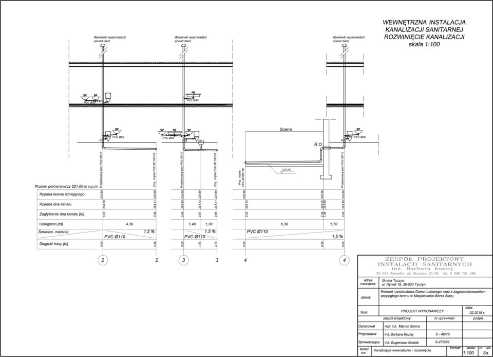 ktowany pion PVC Ø110 Proj. trójnik PVC Ø110/110 Proj.