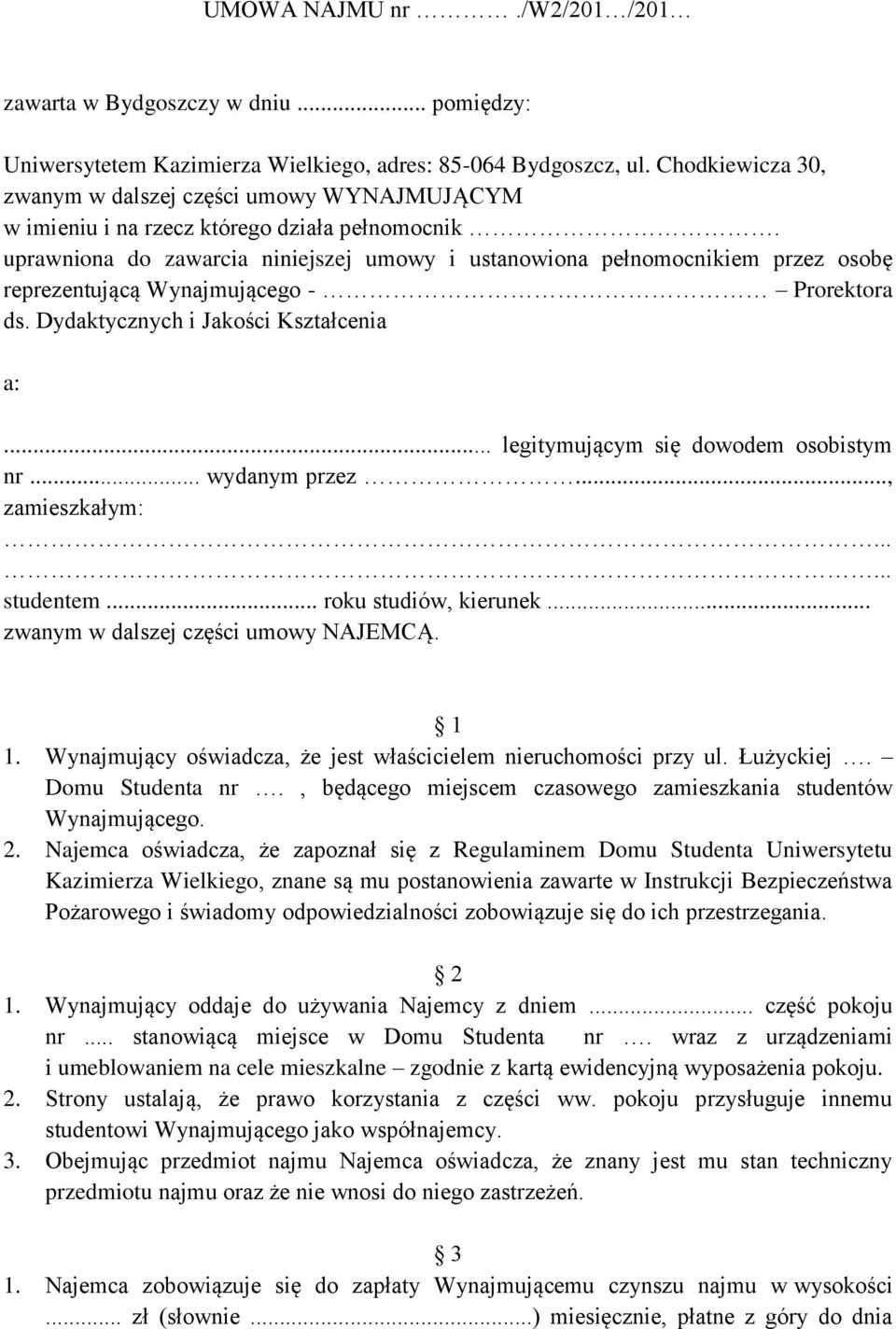 Regulamin Domu Studenta Uniwersytetu Kazimierza Wielkiego w Bydgoszczy.  Wstęp - PDF Free Download