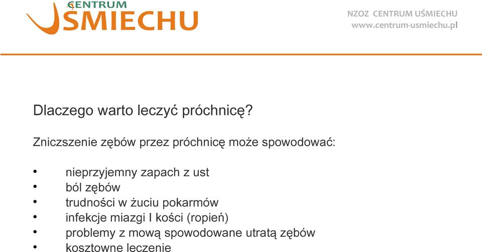 nieprzyjemny zapach z ust ból zębów trudności w żuciu