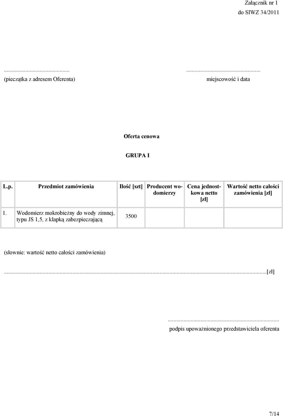 całości zamówienia [zł] 1.