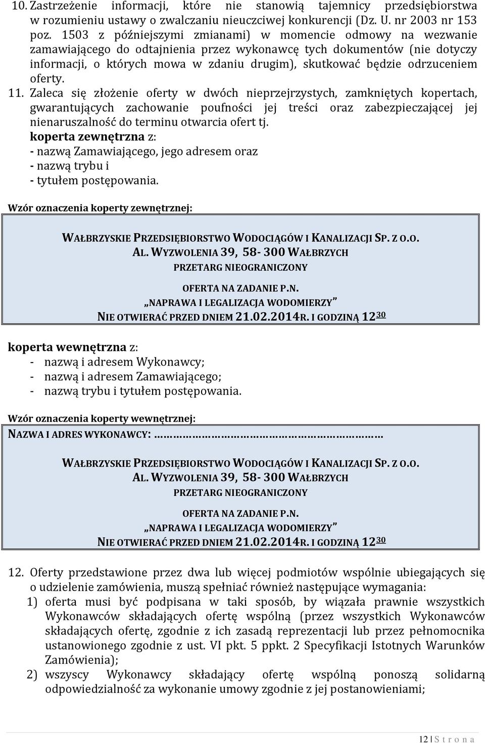 odrzuceniem oferty. 11.