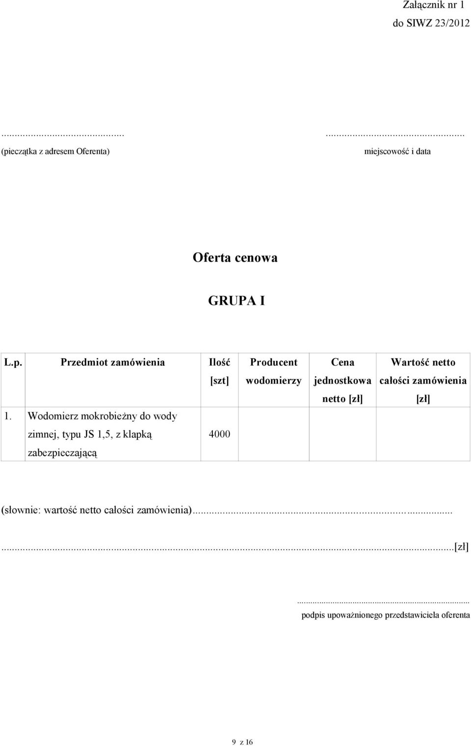 netto [zł] [zł] 1.