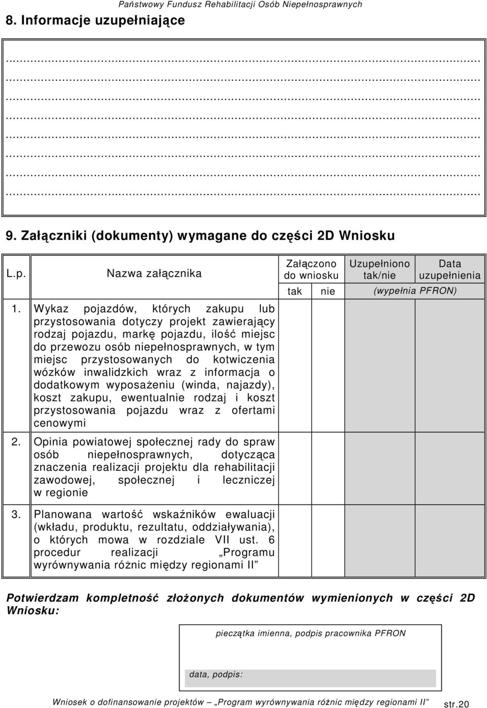 kotwiczenia wózków inwalidzkich wraz z informacja o dodatkowym wyposaŝeniu (winda, najazdy), koszt zakupu, ewentualnie rodzaj i koszt przystosowania pojazdu wraz z ofertami cenowymi 2.