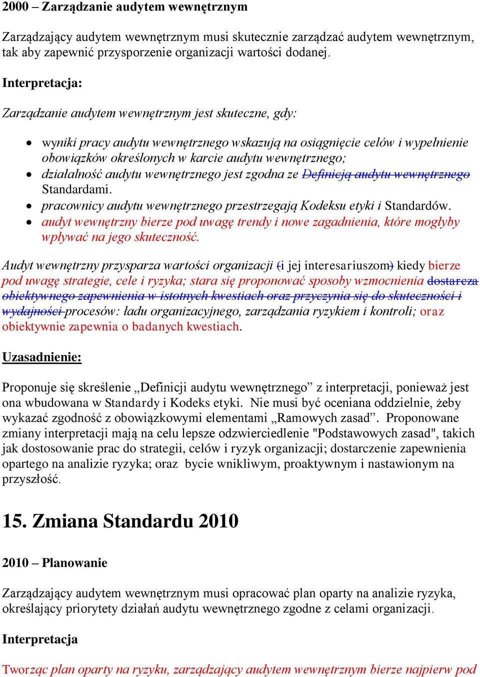 audytu wewnętrznego jest zgodna ze Definicją audytu wewnętrznego Standardami. pracownicy audytu wewnętrznego przestrzegają Kodeksu etyki i Standardów.