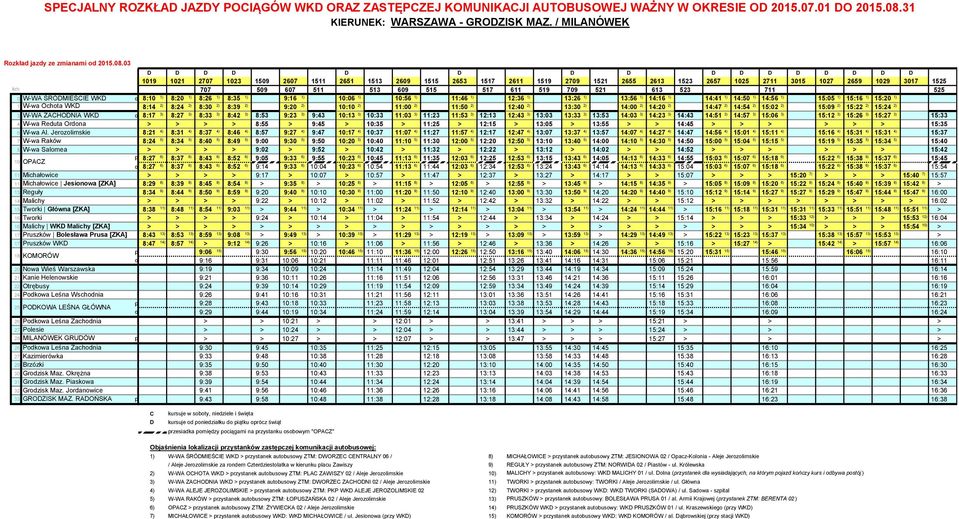 [ZKA] 17 Pruszków WK 18 KOMORÓW 20 Nwa Wieś Warszawska 21 Kanie Helenwskie 22 Otrębusy 24 Pdkwa Leśna Wschdnia 25 POKOWA LEŚNA GŁÓWNA 26 Pdkwa Leśna Zachdnia 27 Plesie 28 MILANÓWEK GRUÓW 26 Pdkwa