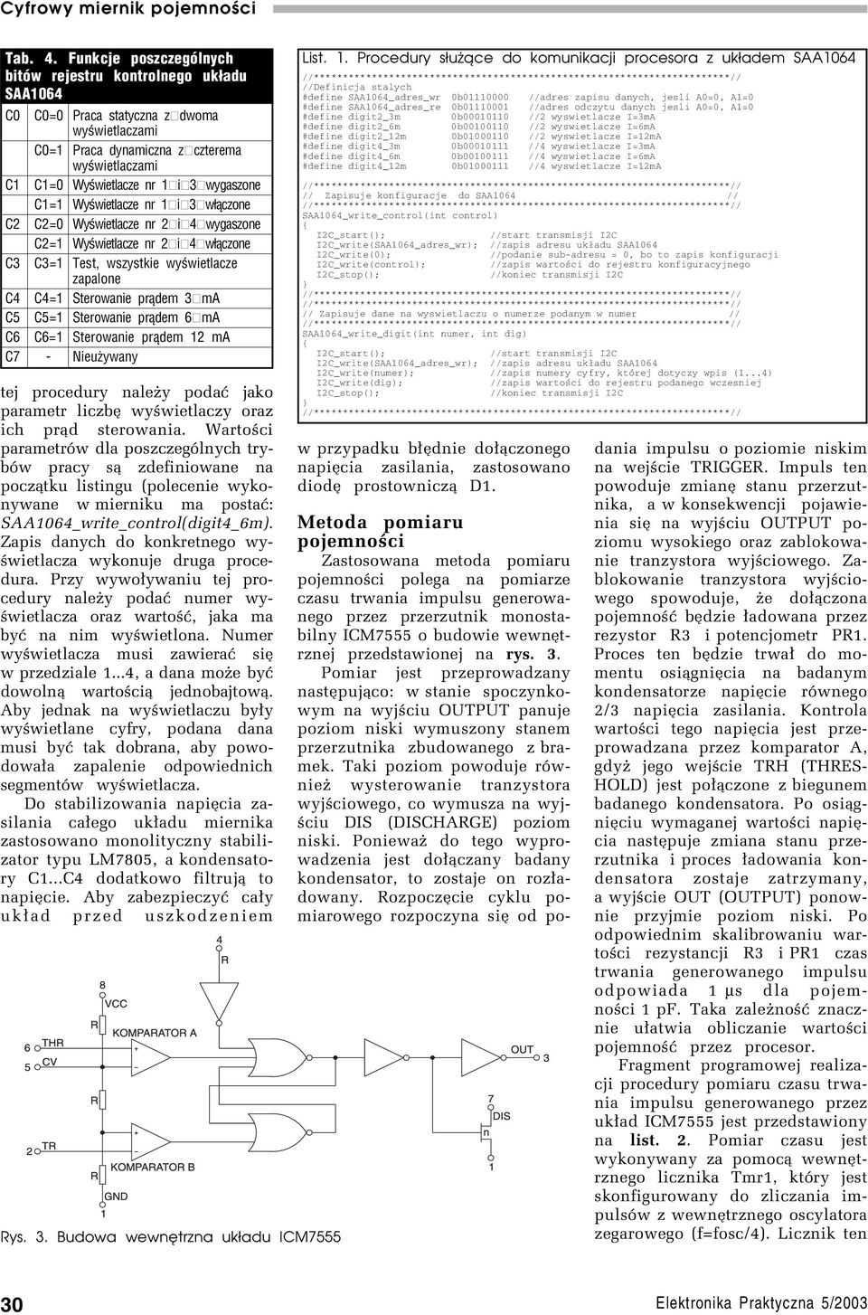 C1=1 Wyœwietlacze nr 1 i 3 w³¹czone C2 C2=0 Wyœwietlacze nr 2 i 4 wygaszone C2=1 Wyœwietlacze nr 2 i 4 w³¹czone C3 C3=1 Test, wszystkie wyœwietlacze zapalone C4 C4=1 Sterowanie pr¹dem 3 ma C5 C5=1